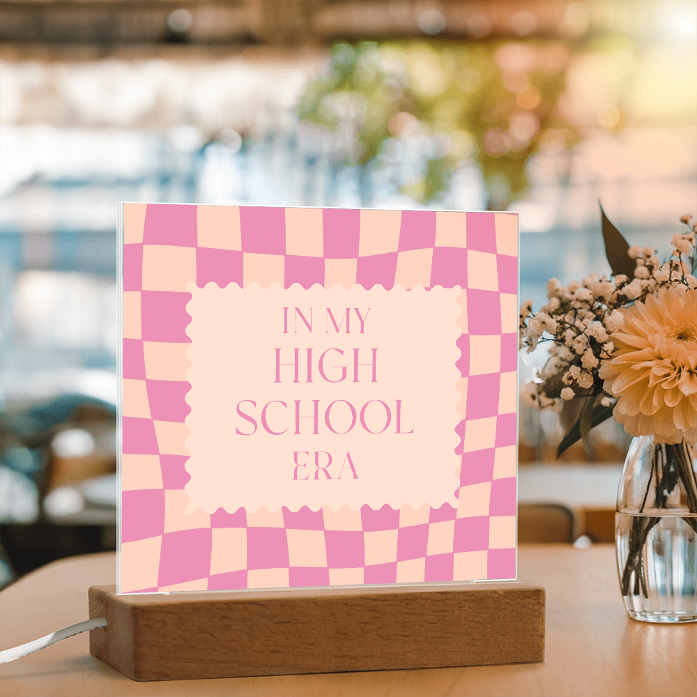 In my High School Era pink and tangerine retro decoration for classroom, desk, bedroom, etc.