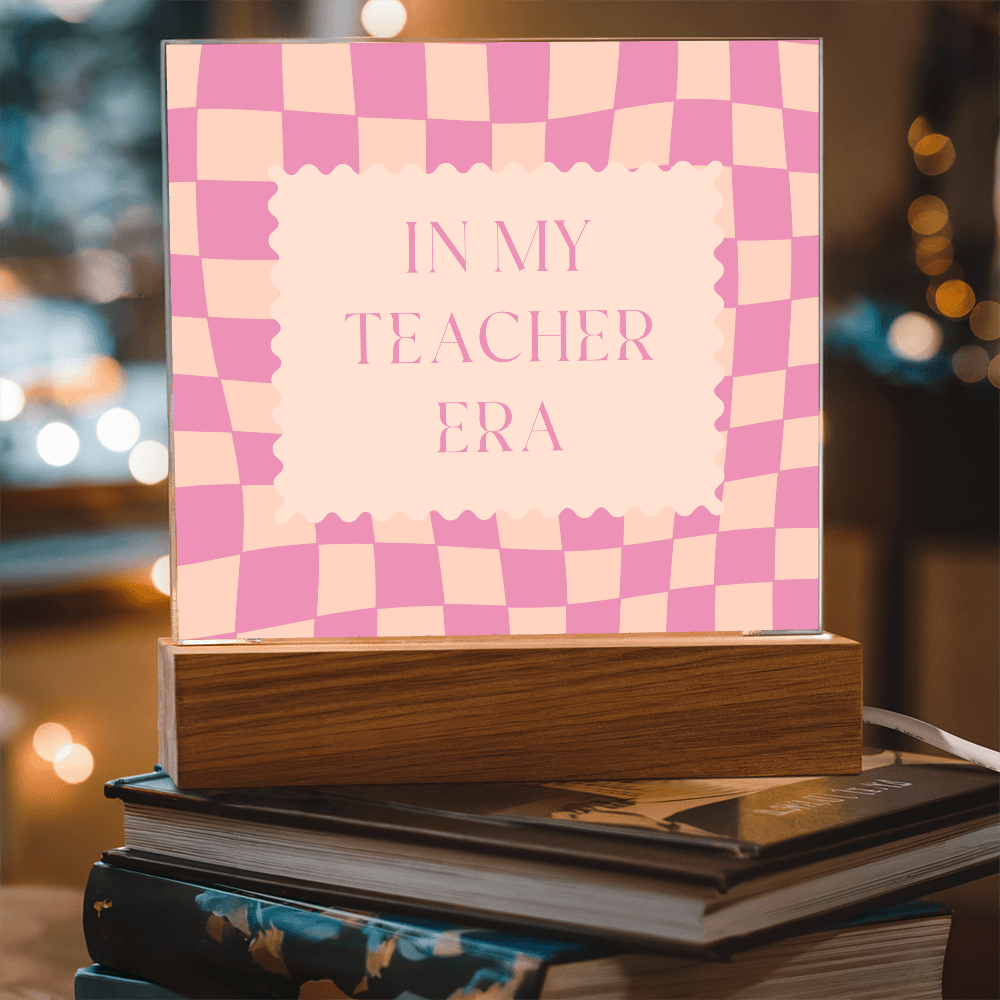 In my Teacher Era pink and tangerine retro decoration for classroom