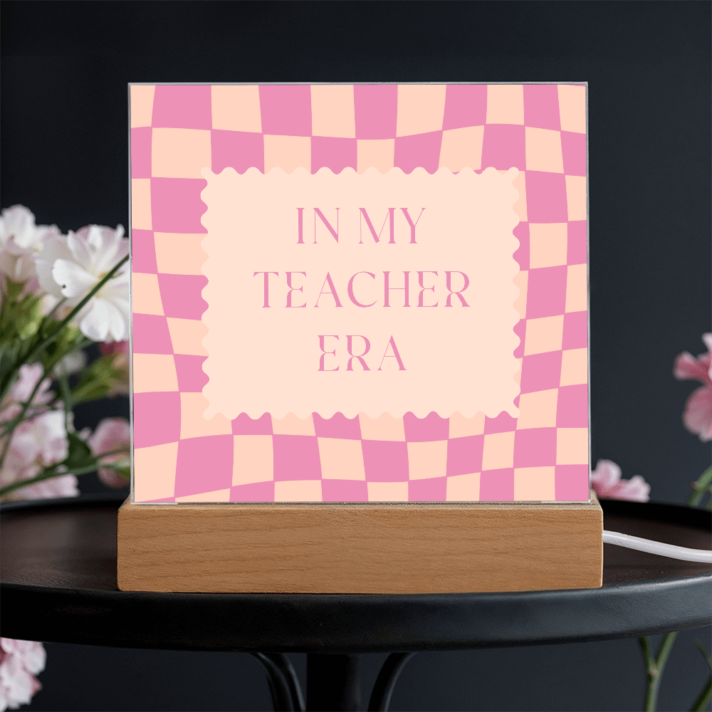 In my Teacher Era pink and tangerine retro decoration for classroom