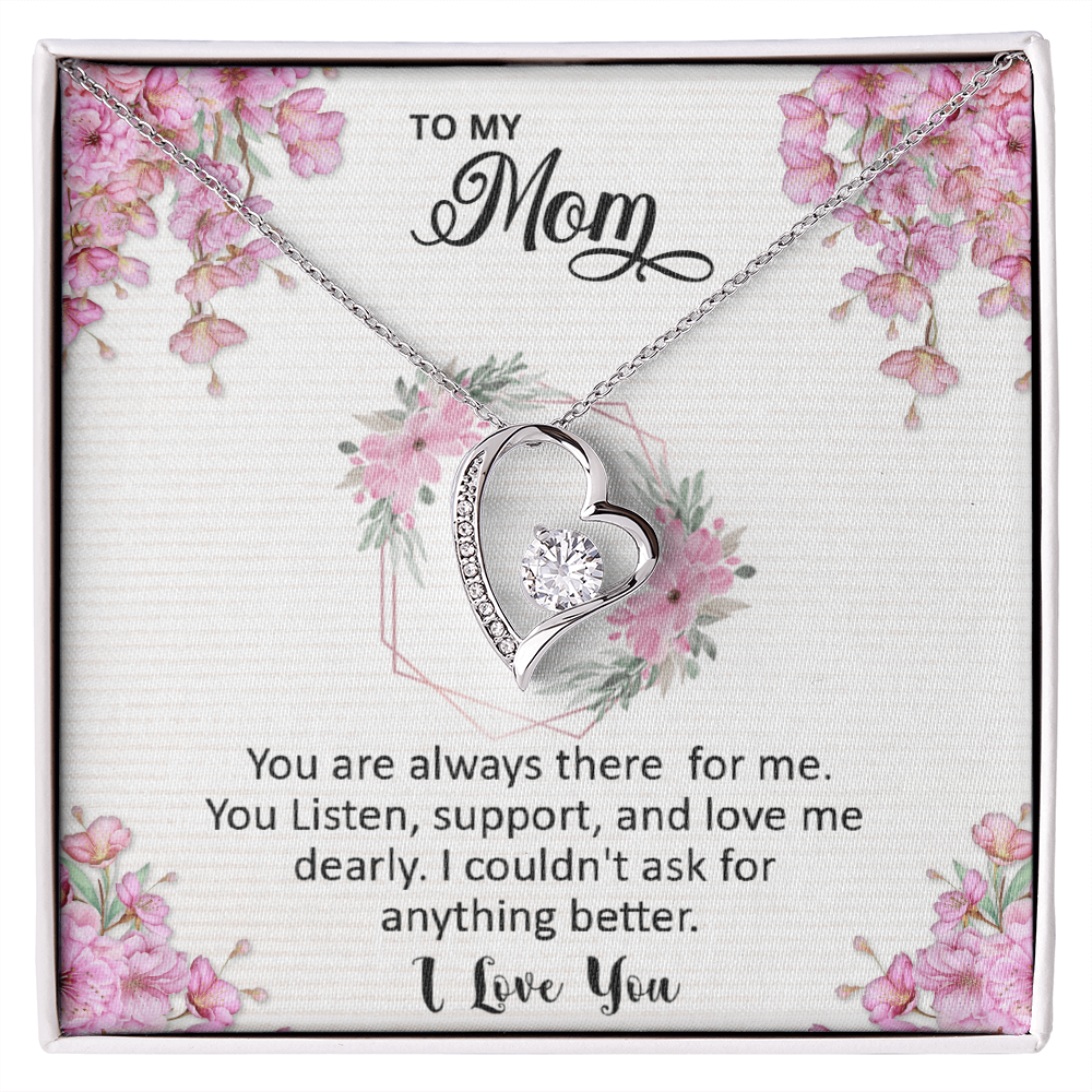Mom, I love you dearly pink flower card Forever Love necklace