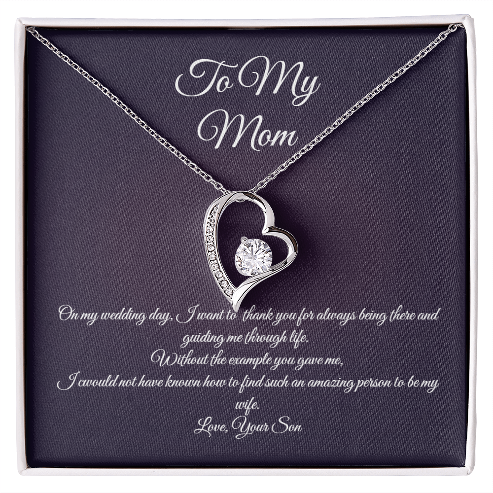 Wedding day necklace gift for Mom from son, Forever Love variation