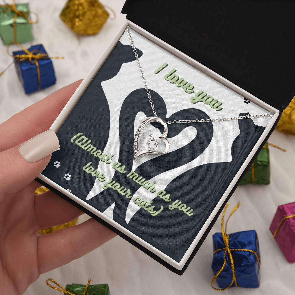 Cute Green Cat Lover Card | I Love My Cats Necklace for Pet Owners | Great Gift for Cat Lovers | Animal Lover Apparel