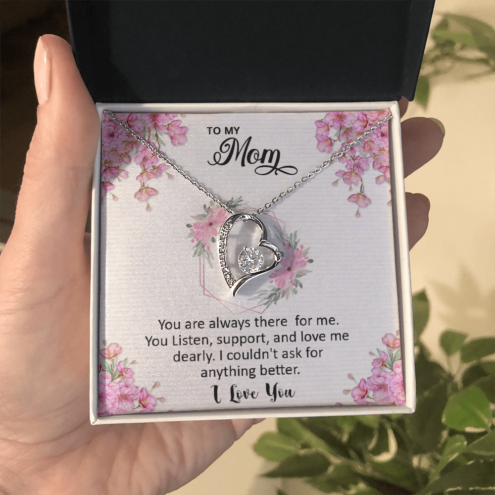 Mom, I love you dearly pink flower card Forever Love necklace