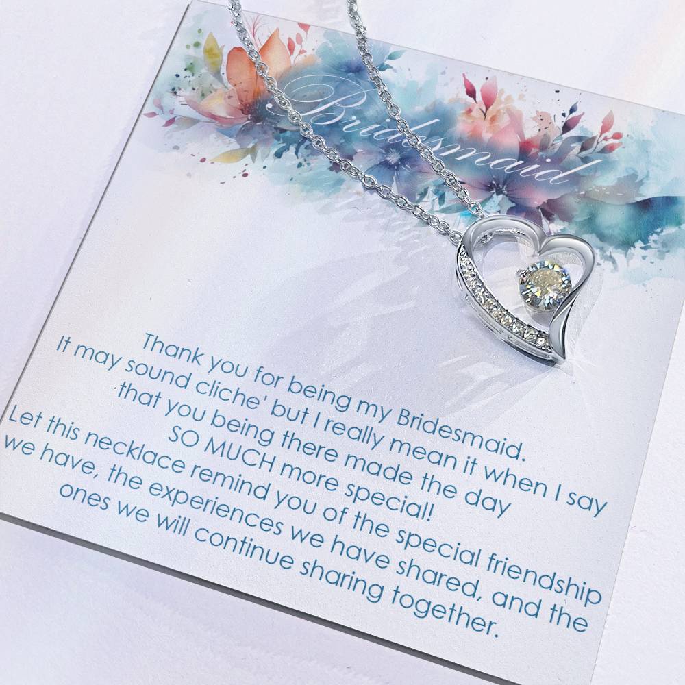 Bridesmaid thank you gift for wedding in the past. Forever love necklace