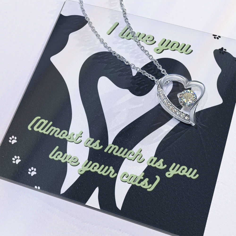Cute Green Cat Lover Card | I Love My Cats Necklace for Pet Owners | Great Gift for Cat Lovers | Animal Lover Apparel