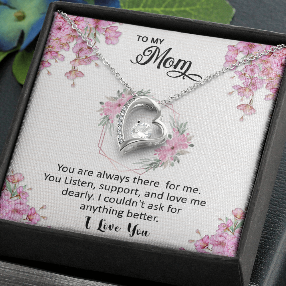 Mom, I love you dearly pink flower card Forever Love necklace