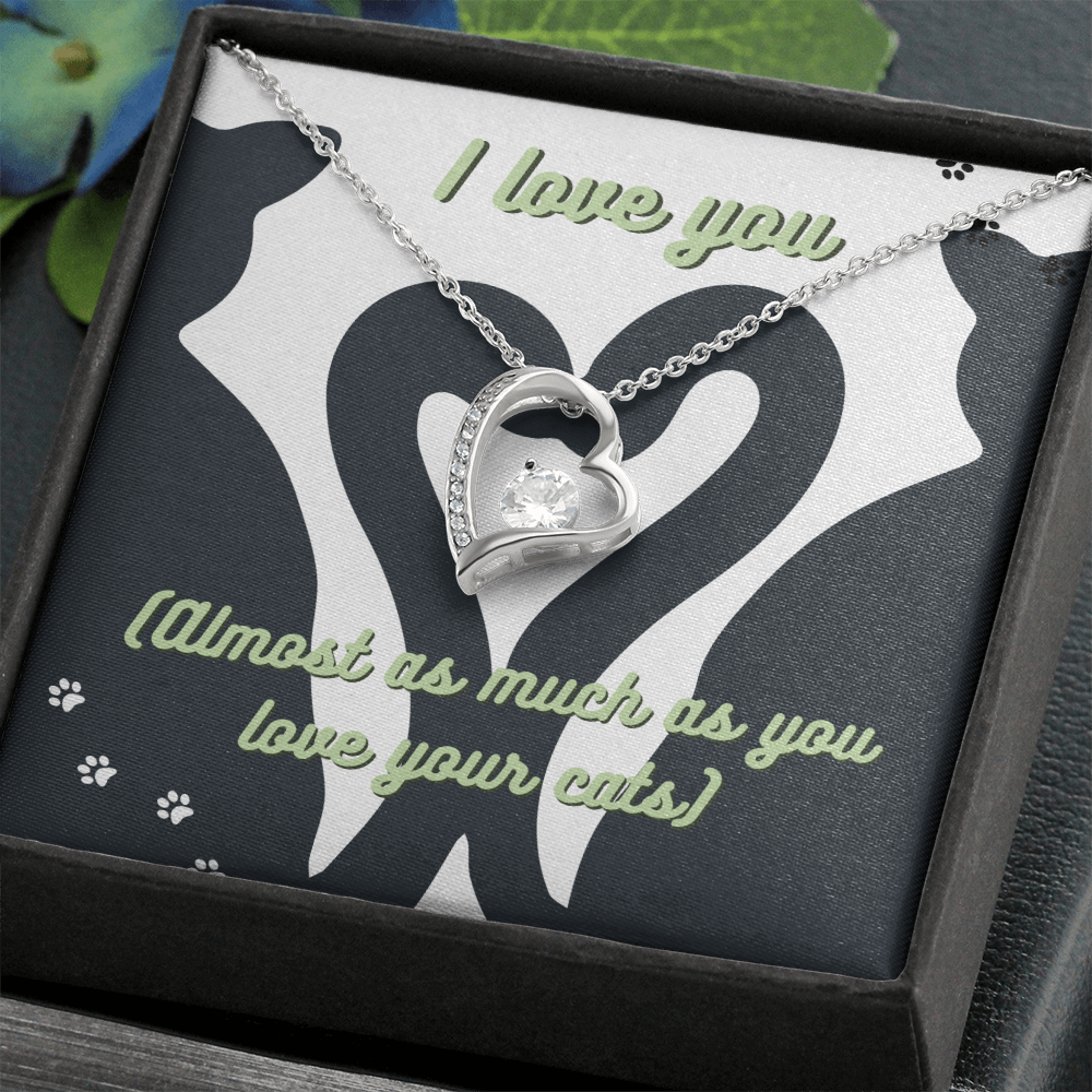 Cute Green Cat Lover Card | I Love My Cats Necklace for Pet Owners | Great Gift for Cat Lovers | Animal Lover Apparel