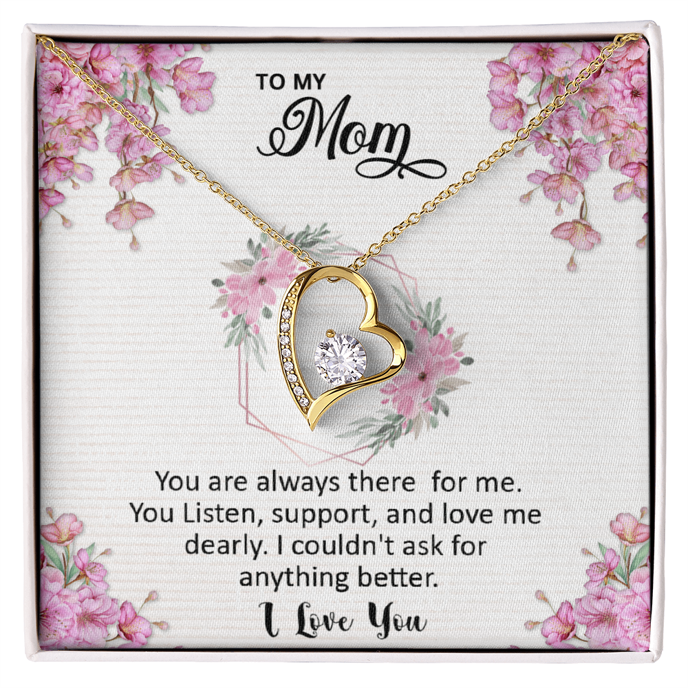 Mom, I love you dearly pink flower card Forever Love necklace