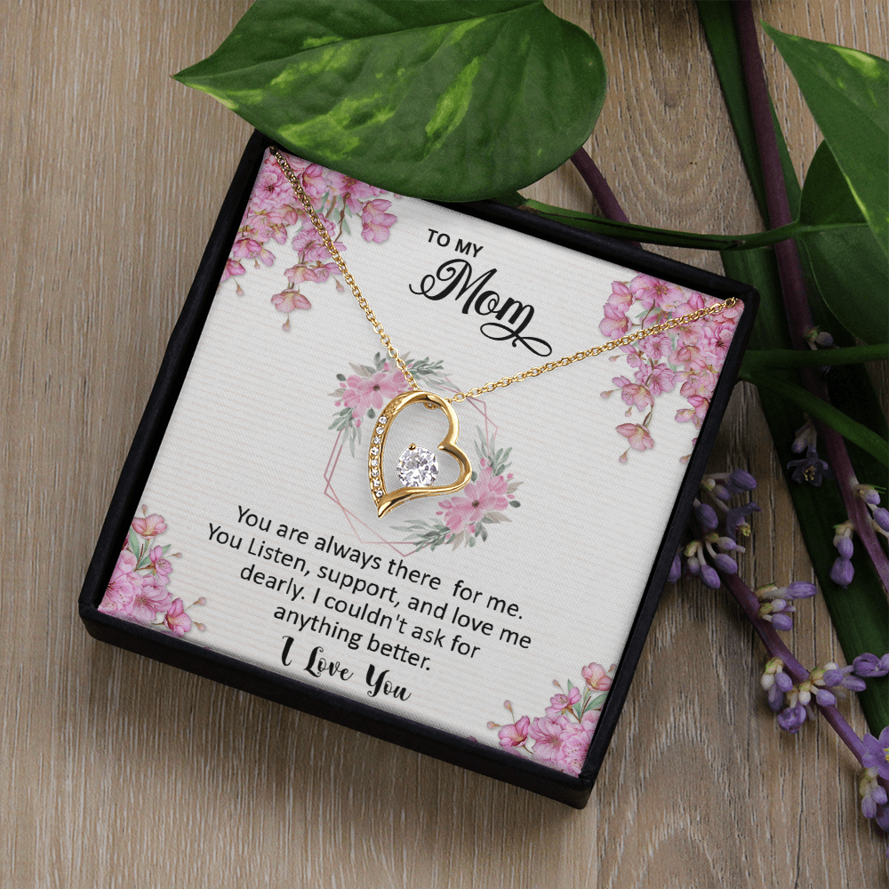 Mom, I love you dearly pink flower card Forever Love necklace