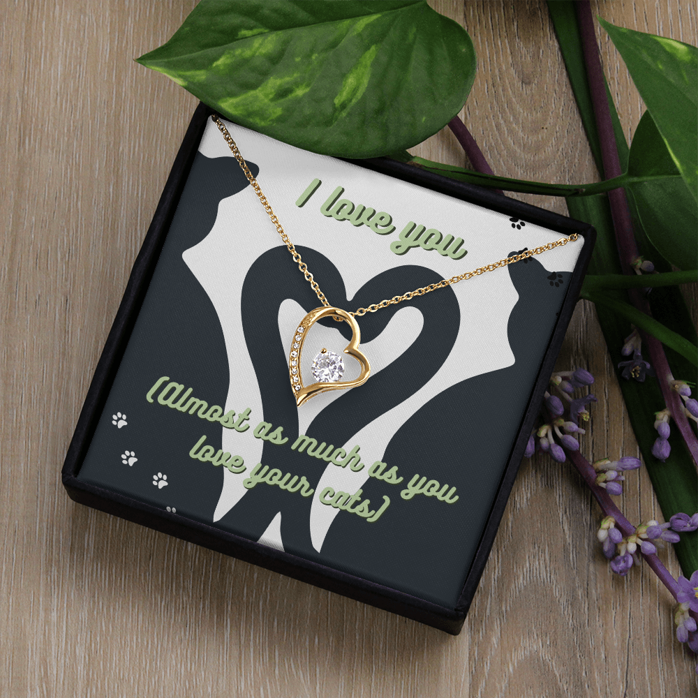 Cute Green Cat Lover Card | I Love My Cats Necklace for Pet Owners | Great Gift for Cat Lovers | Animal Lover Apparel