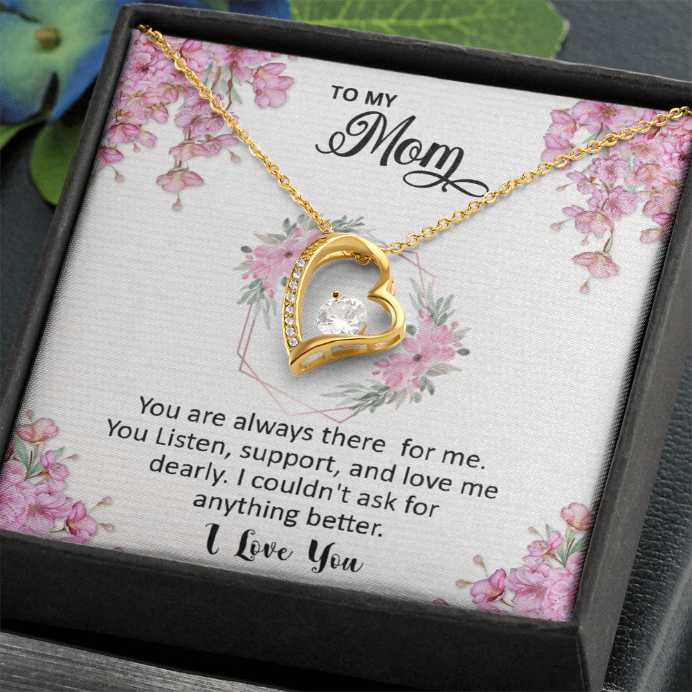 Mom, I love you dearly pink flower card Forever Love necklace