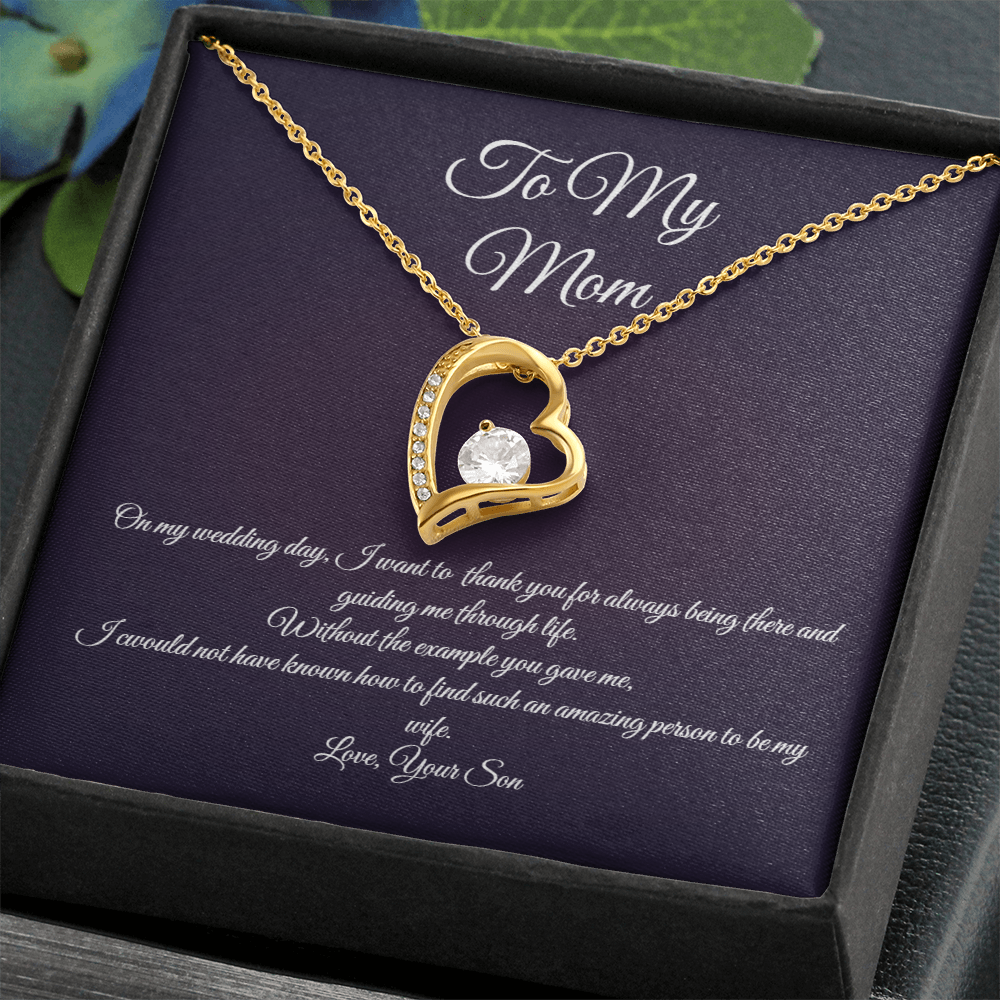 Wedding day necklace gift for Mom from son, Forever Love variation