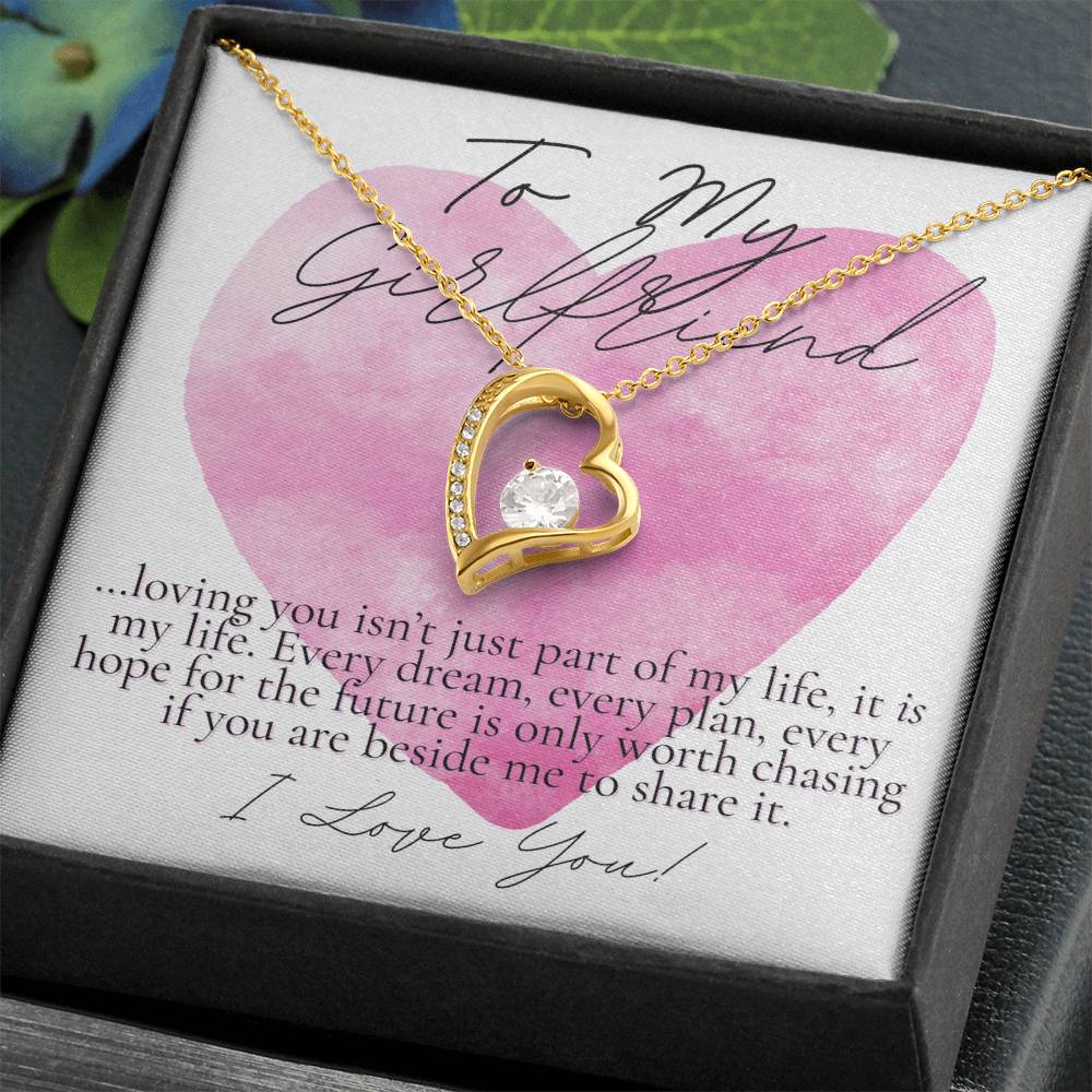 To my Girlfriend: loving you is my life (watercolor hearts design)