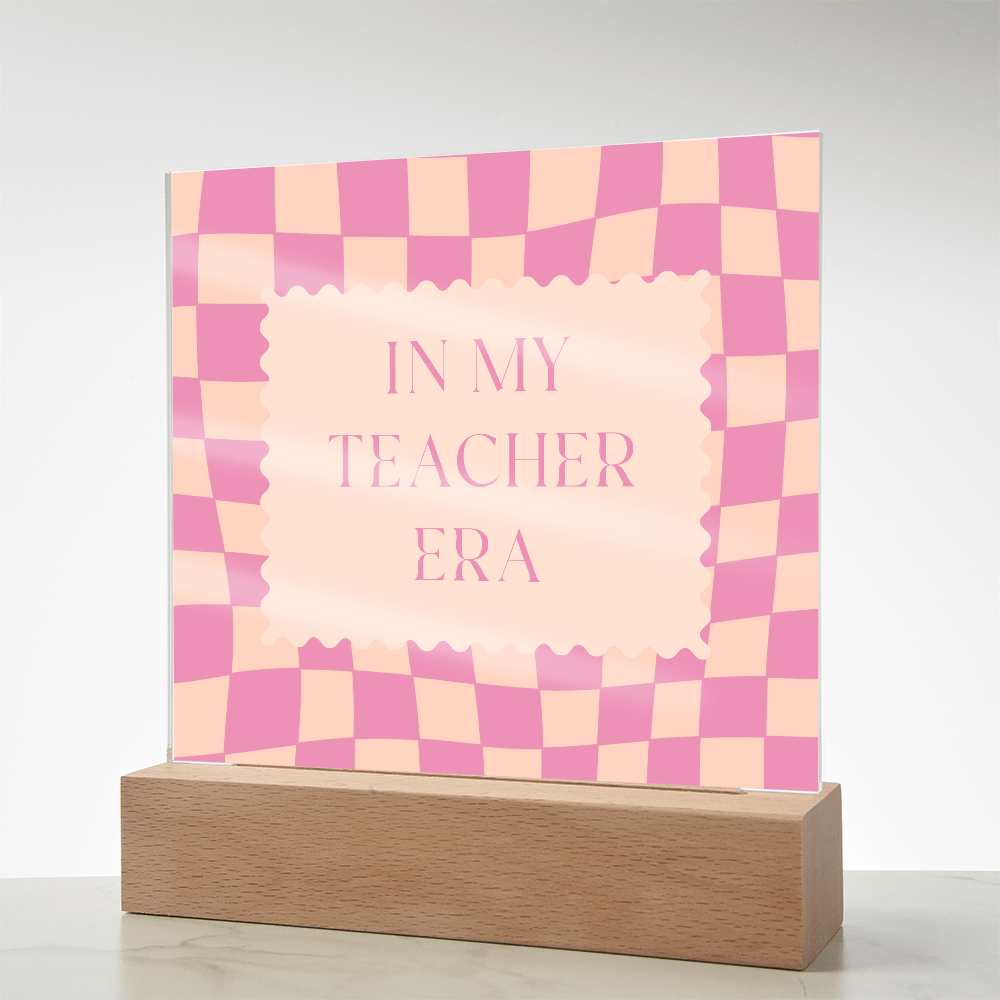 In my Teacher Era pink and tangerine retro decoration for classroom