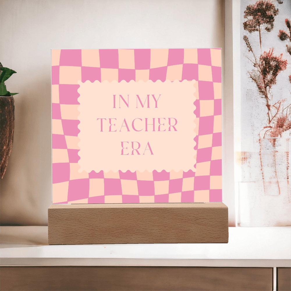In my Teacher Era pink and tangerine retro decoration for classroom