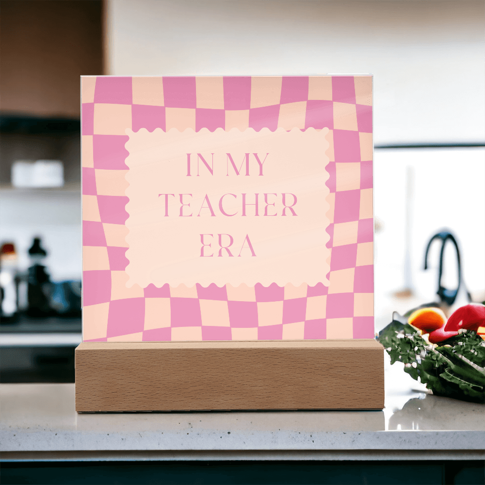 In my Teacher Era pink and tangerine retro decoration for classroom