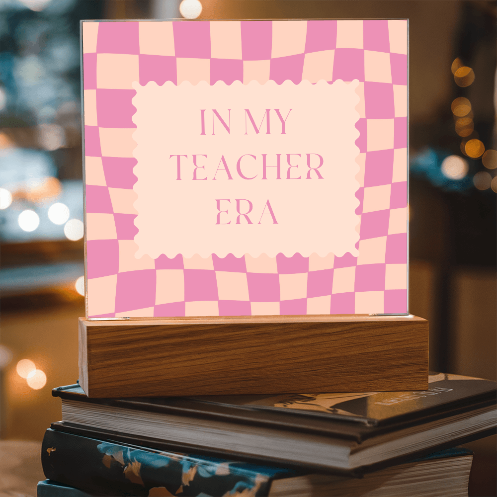 In my Teacher Era pink and tangerine retro decoration for classroom