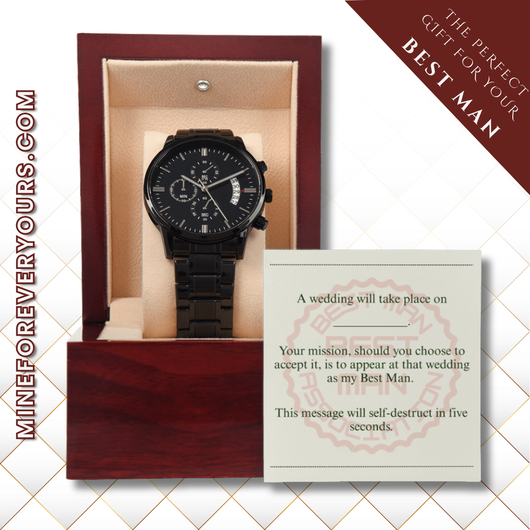 Best Man gift spy themed card Chronograph Watch