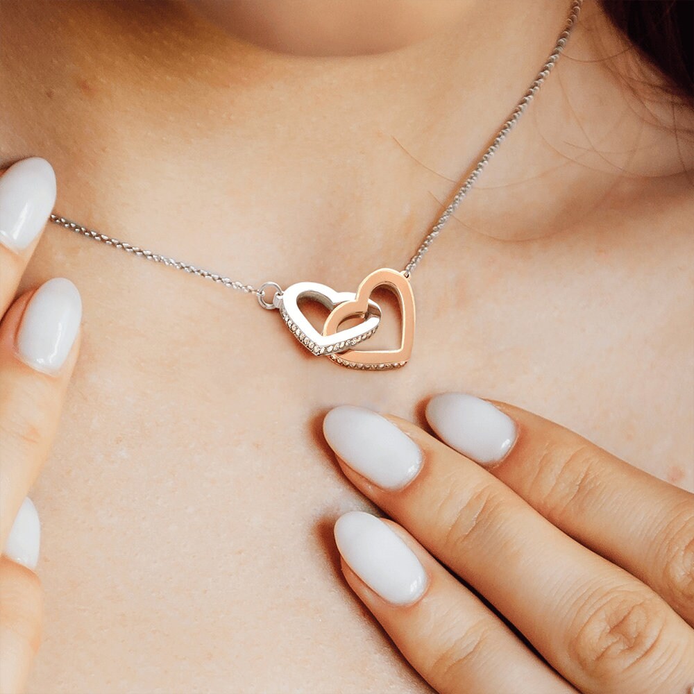 Amazing Eight year anniversary Gift: nterlocking hearts pendant; Love that will truly last.