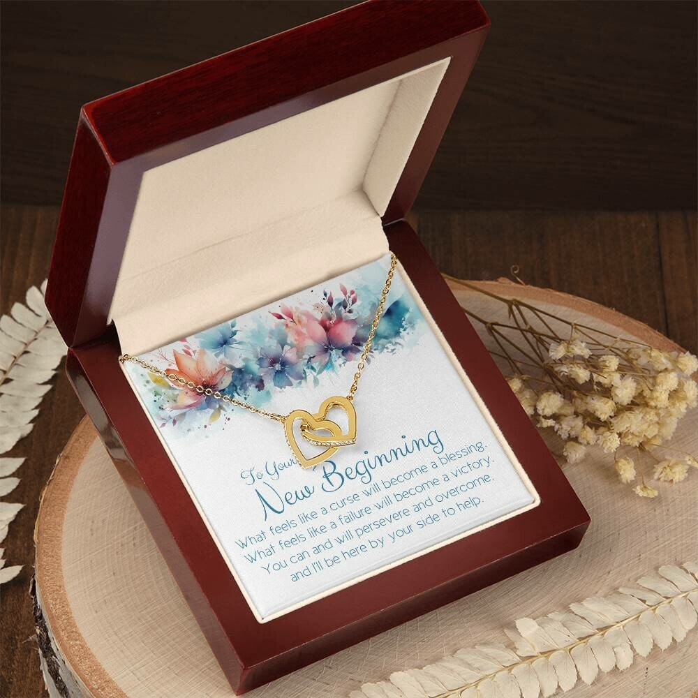 To Your New Beginning... New Job, New Home, Divorce, Breakup gift necklace. rose gold, cubic zirconia