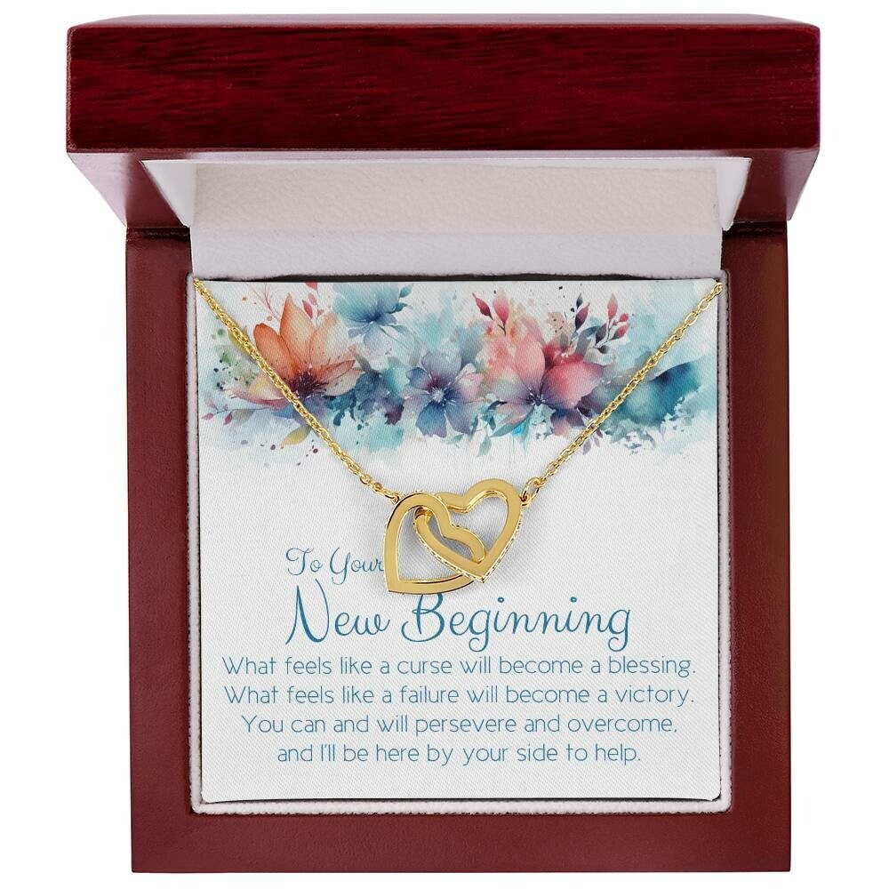 To Your New Beginning... New Job, New Home, Divorce, Breakup gift necklace. rose gold, cubic zirconia
