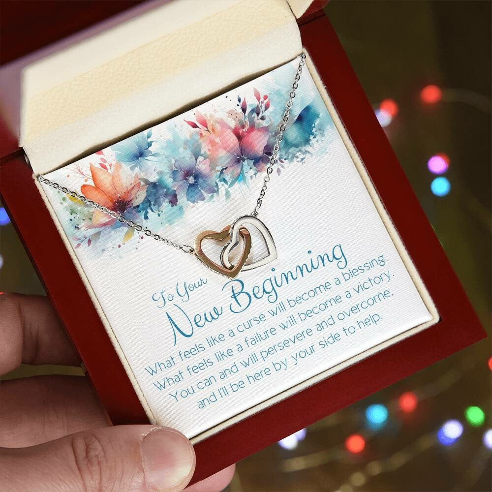 To Your New Beginning... New Job, New Home, Divorce, Breakup gift necklace. rose gold, cubic zirconia