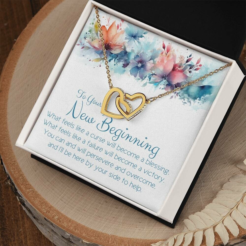 To Your New Beginning... New Job, New Home, Divorce, Breakup gift necklace. rose gold, cubic zirconia