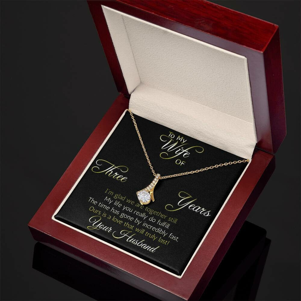 Perfect Gift for Wife of Three years: anniversary necklace pendant, Aluring Beauty ribbon pendant reminds her that your love is intertwined!