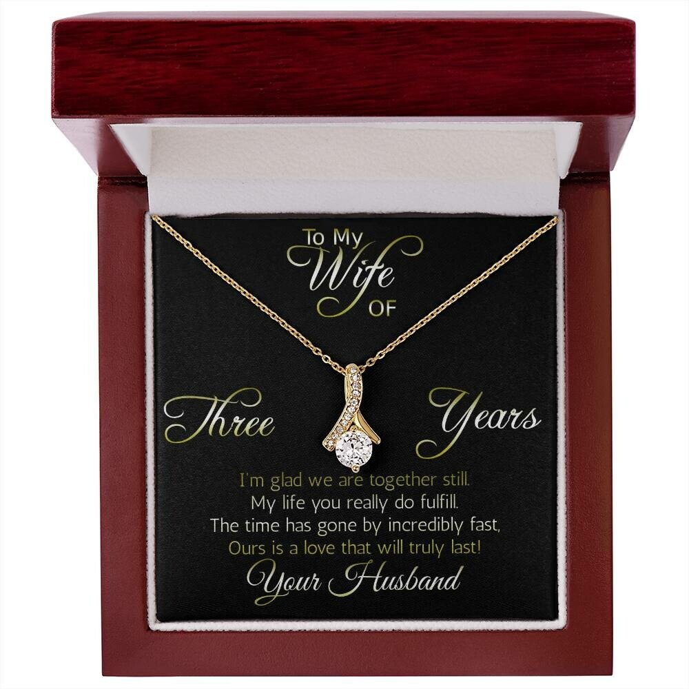 Perfect Gift for Wife of Three years: anniversary necklace pendant, Aluring Beauty ribbon pendant reminds her that your love is intertwined!