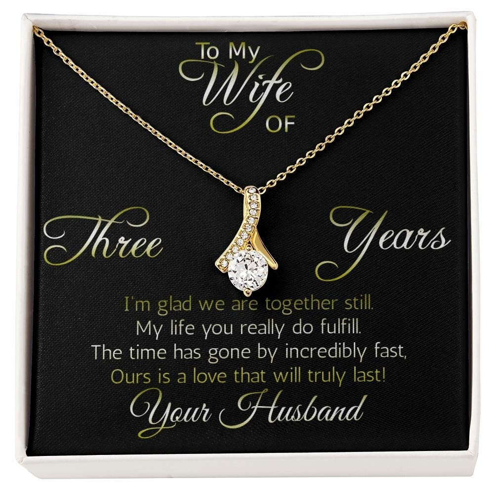 Perfect Gift for Wife of Three years: anniversary necklace pendant, Aluring Beauty ribbon pendant reminds her that your love is intertwined!