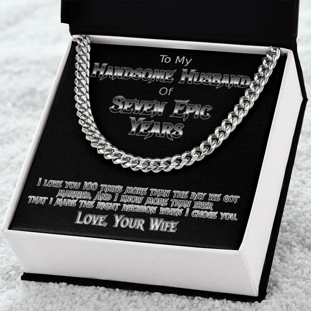 Seven Years anniversary Cuban link necklace for handsome husband