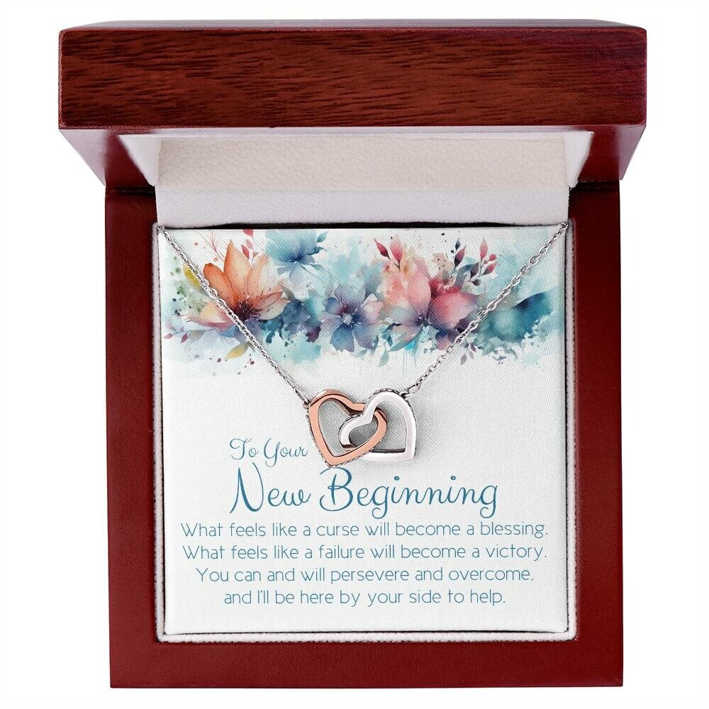To Your New Beginning... New Job, New Home, Divorce, Breakup gift necklace. rose gold, cubic zirconia