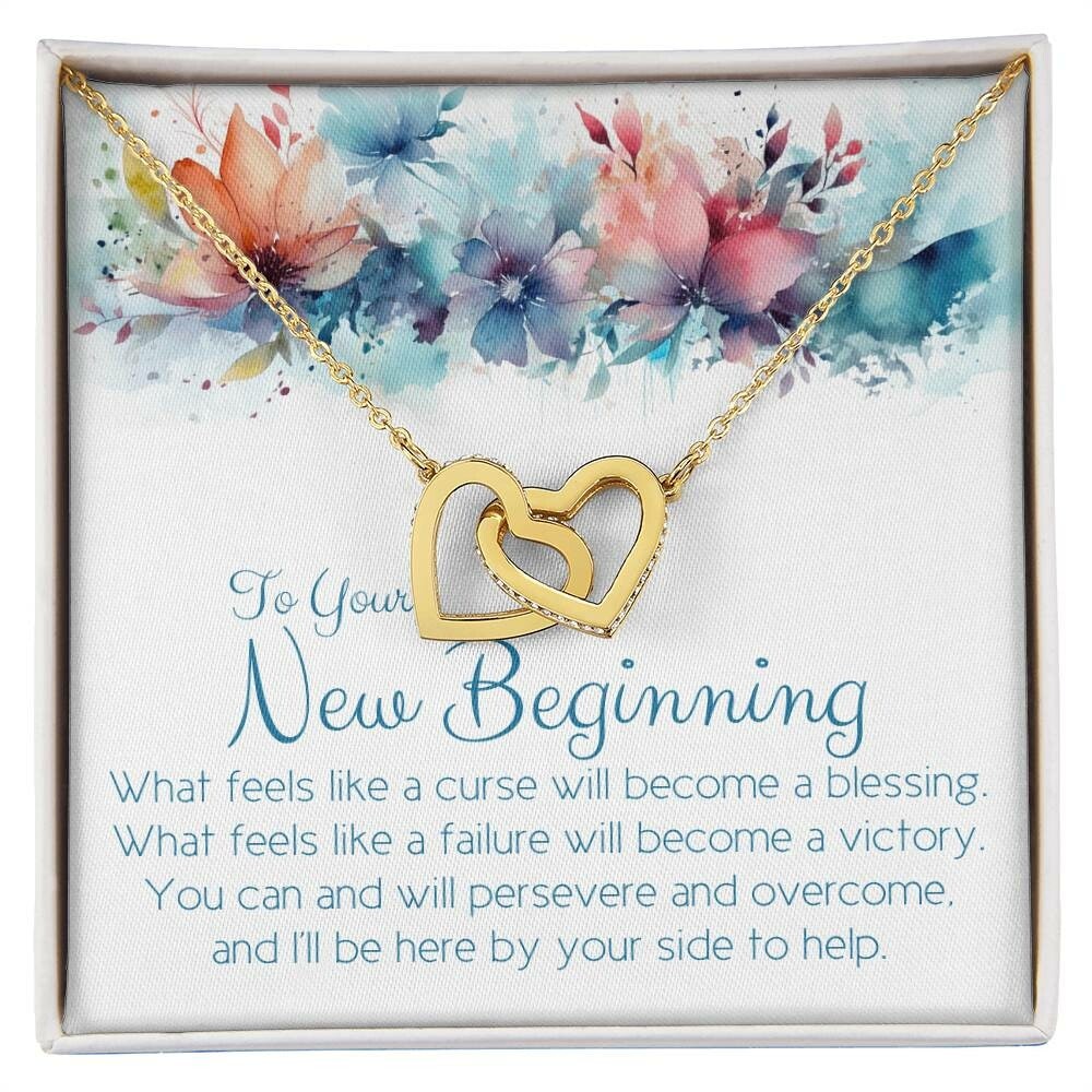To Your New Beginning... New Job, New Home, Divorce, Breakup gift necklace. rose gold, cubic zirconia
