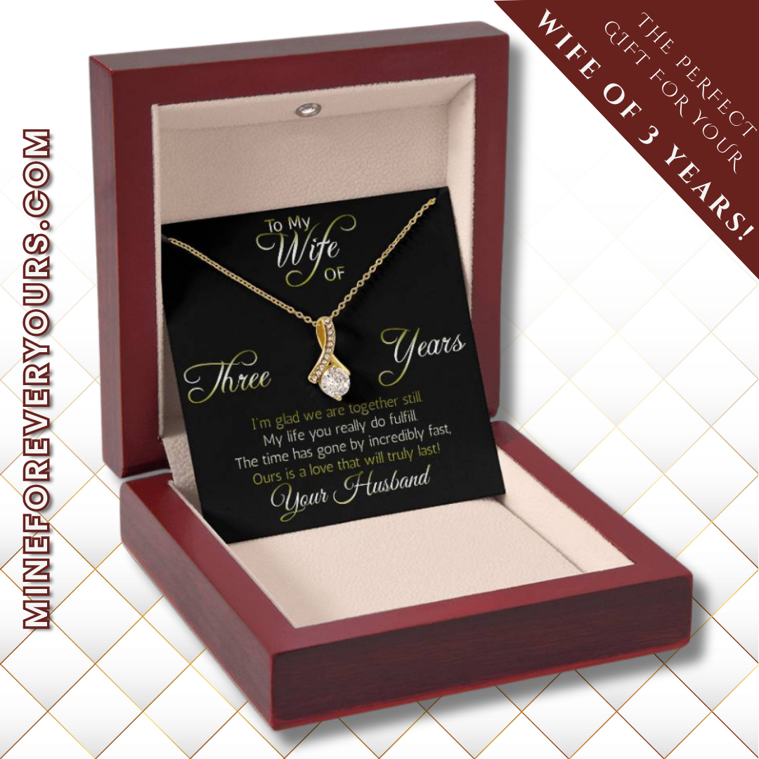 Perfect Gift for Wife of Three years: anniversary necklace pendant, Aluring Beauty ribbon pendant reminds her that your love is intertwined!