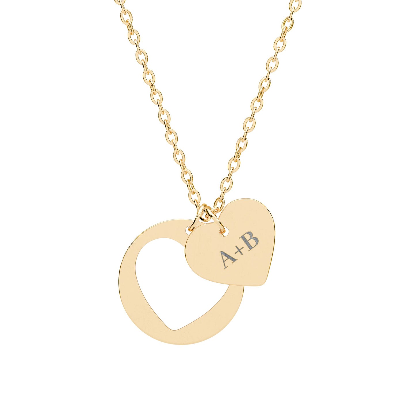 Engravable Heart Cutout Necklace — Personalized Initials Pendant (Silver or Gold)