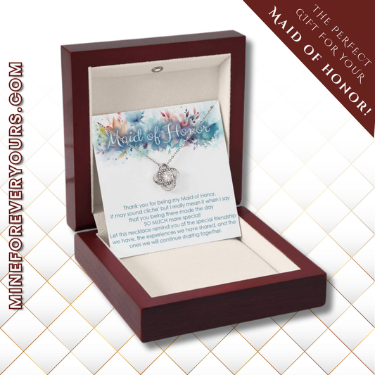 Maid of honor thank you gift for wedding in the past. Love knot necklace