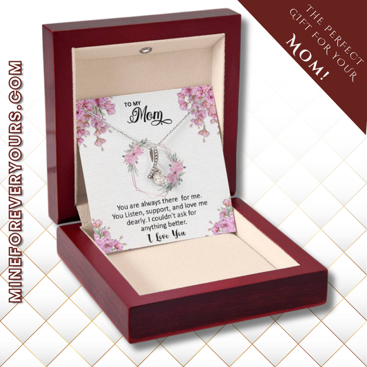 Mom, I love you dearly pink flower card Alluring Beauty necklace