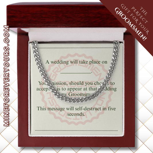 Groomsman gift spy themed card Chain