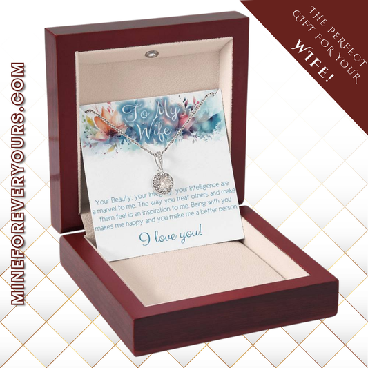 The perfect gift for Your Wife: Necklace with message card: Your Beauty, Integrity and Intelligence