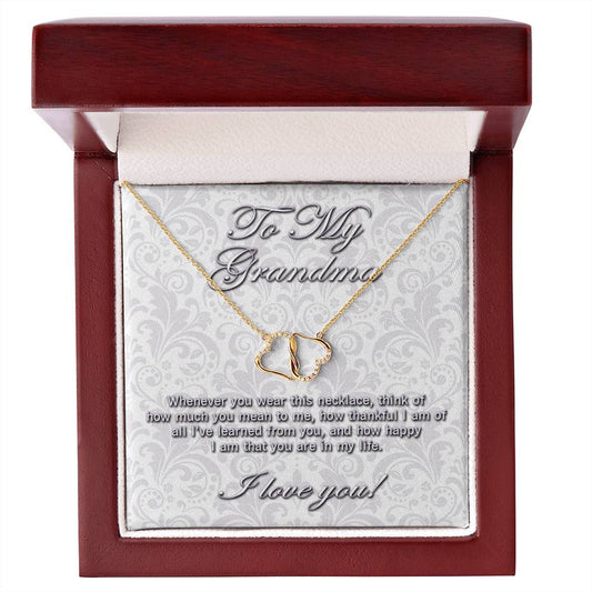 Thank you Grandma SOLID GOLD and diamond interlocking hearts necklace