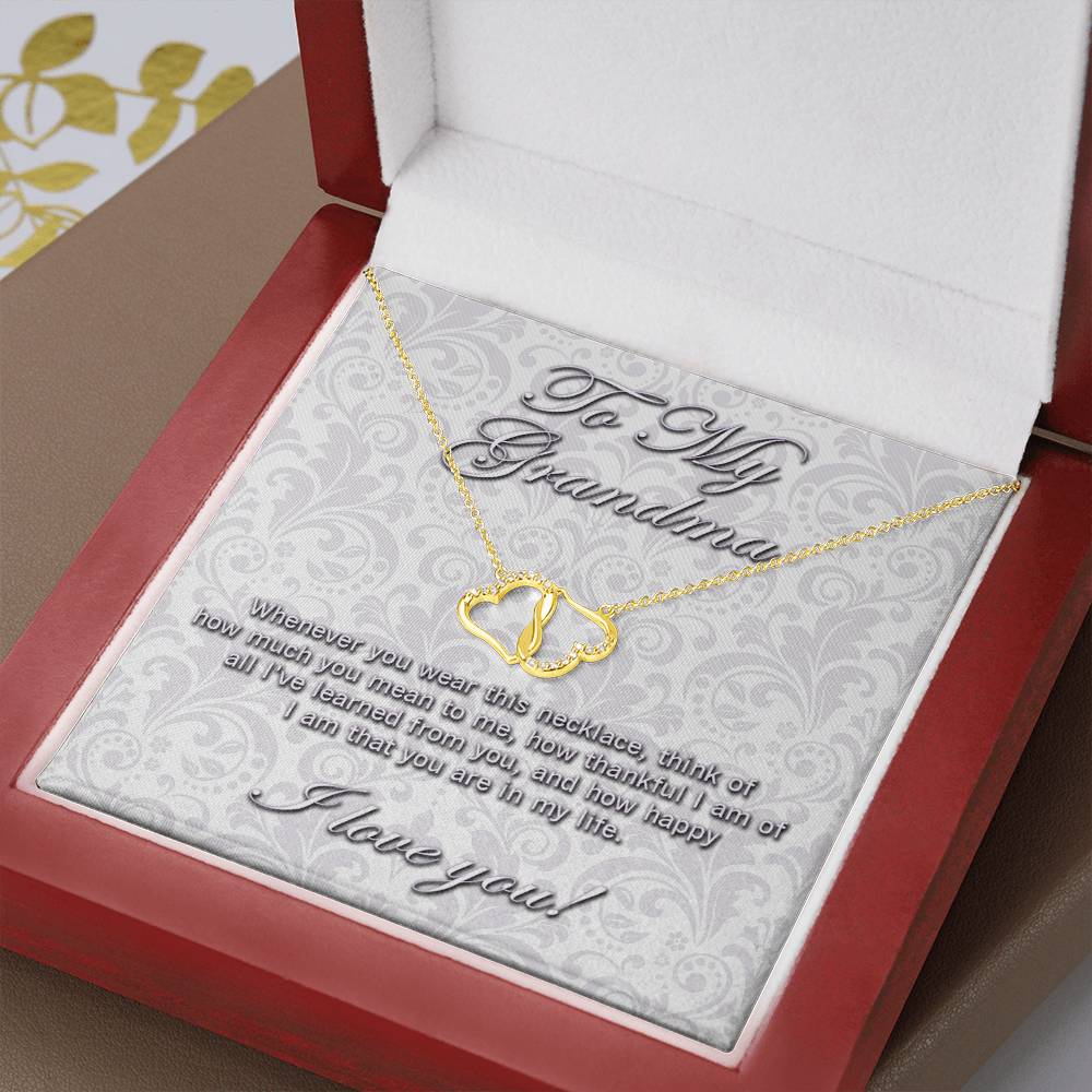 Thank you Grandma SOLID GOLD and diamond interlocking hearts necklace