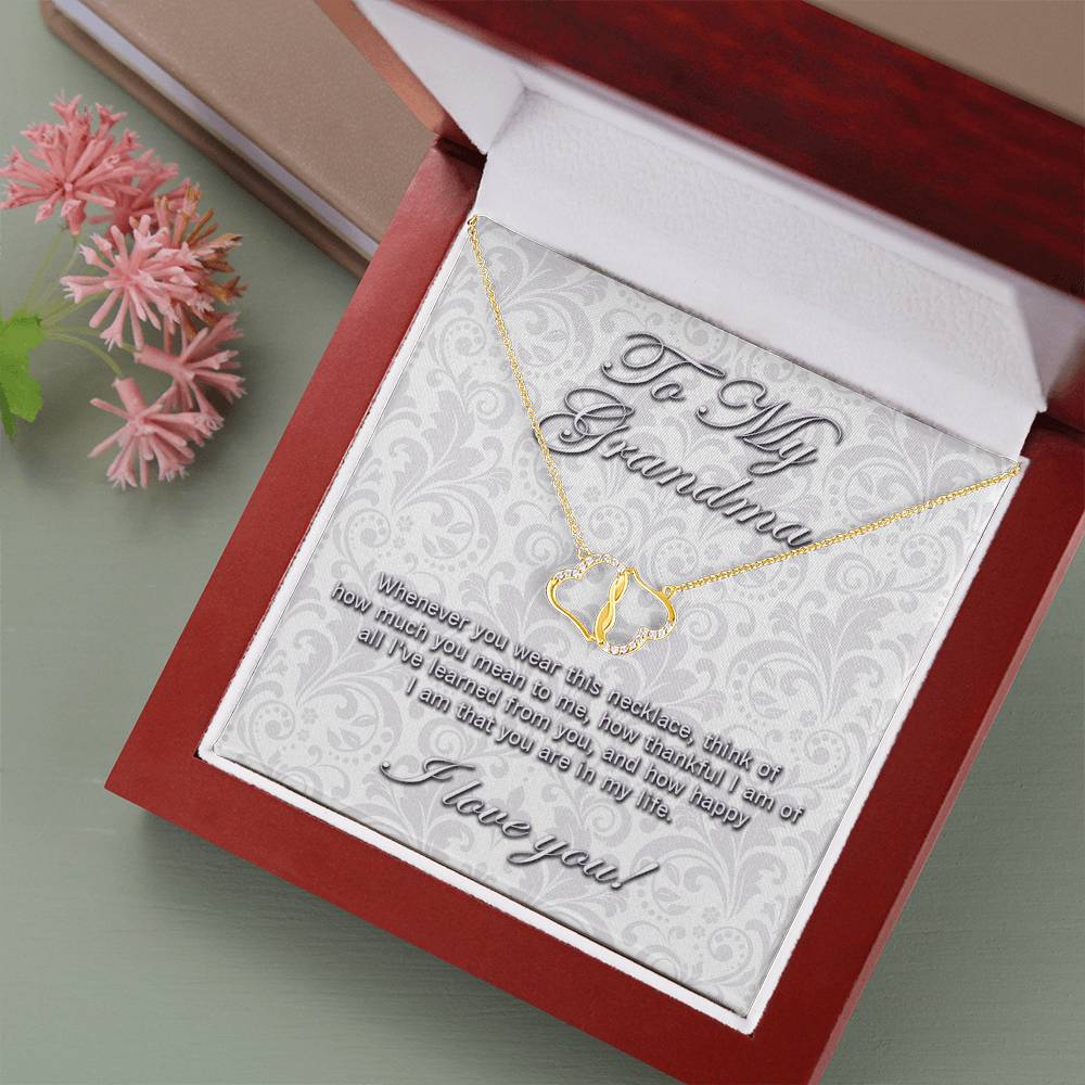 Thank you Grandma SOLID GOLD and diamond interlocking hearts necklace