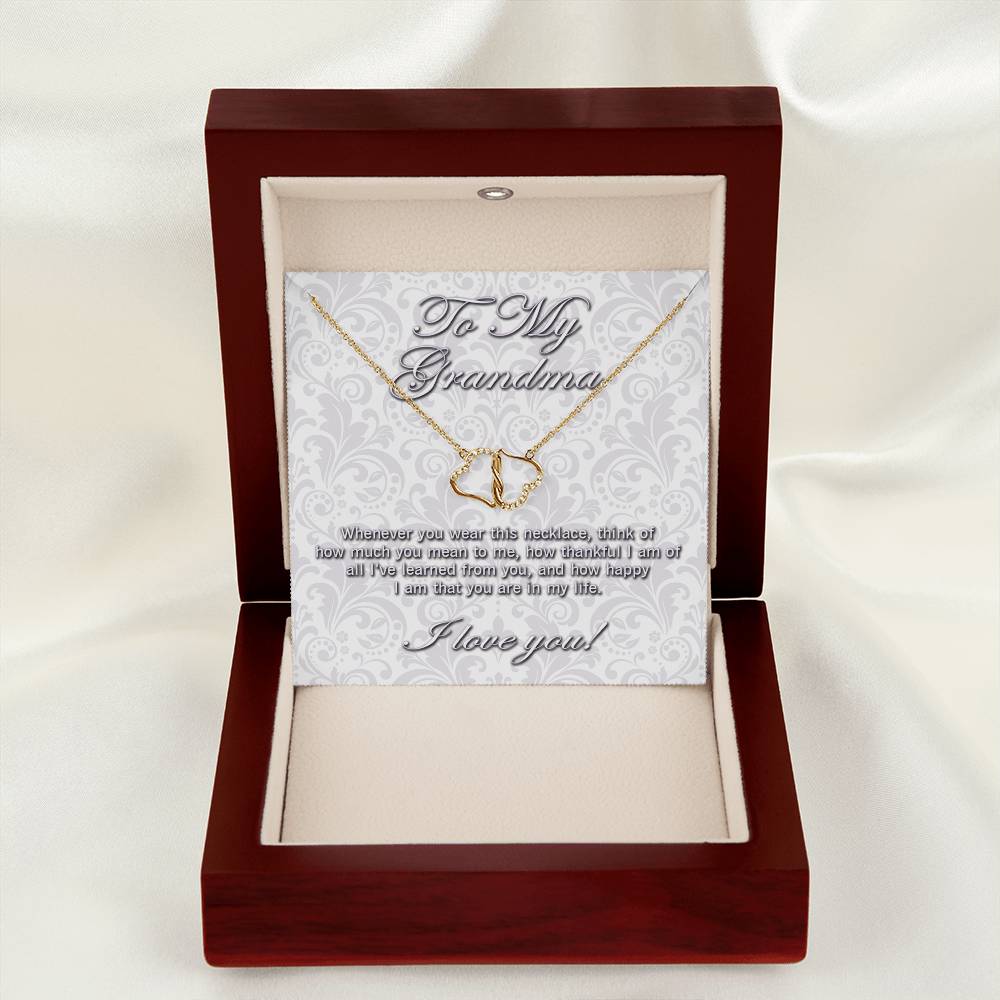 Thank you Grandma SOLID GOLD and diamond interlocking hearts necklace