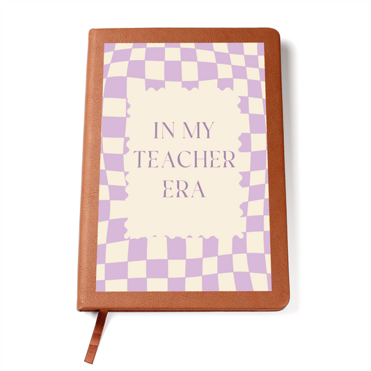 In my Teacher Era purple and cream retro Journal for Teacher Back to School classroom decor