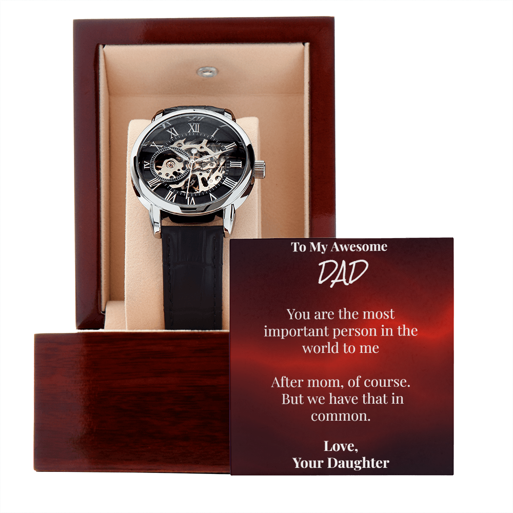 Skeleton Watch for Dad with Sarcastic Card from Daughter