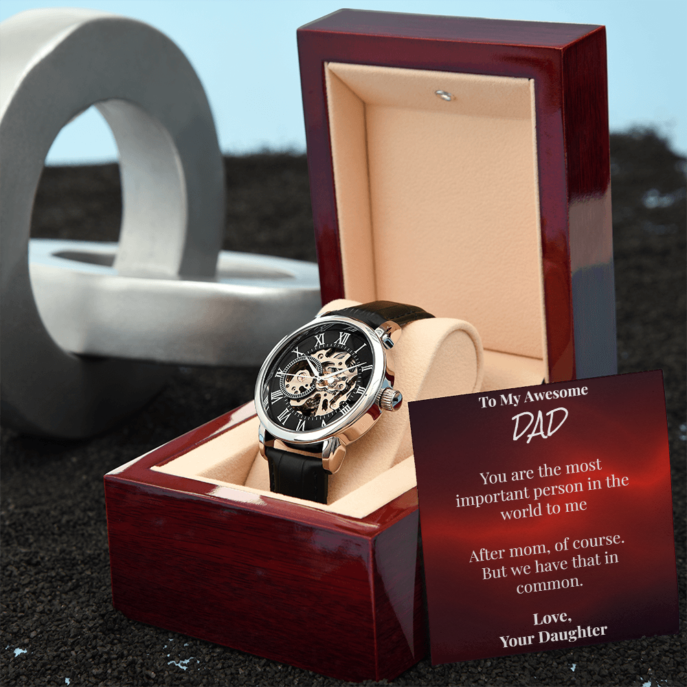 Skeleton Watch for Dad with Sarcastic Card from Daughter