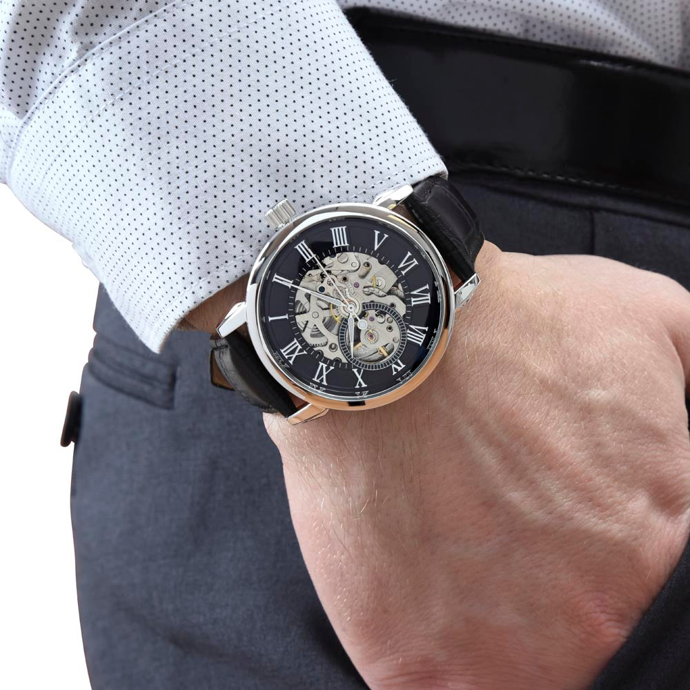 Skeleton watch with Meaningful Card: Dad the right way