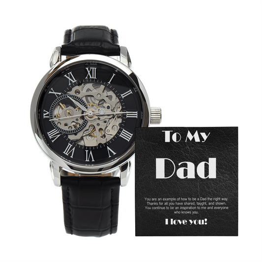 Skeleton watch with Meaningful Card: Dad the right way