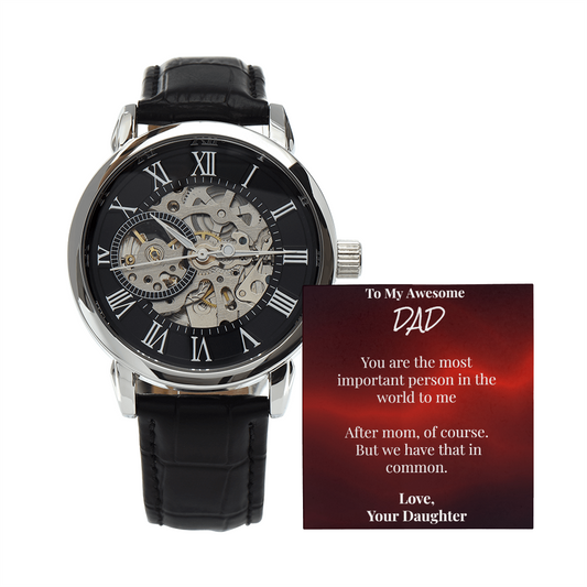 Skeleton Watch for Dad with Sarcastic Card from Daughter