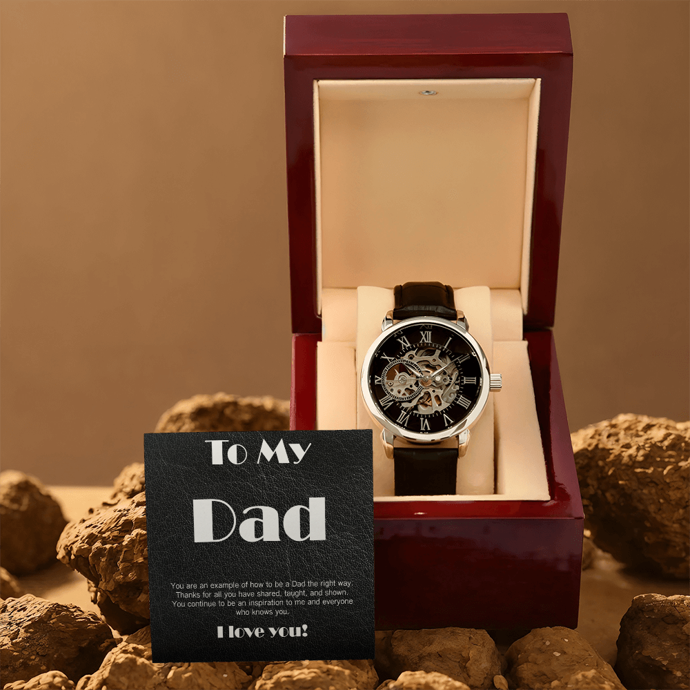 Skeleton watch with Meaningful Card: Dad the right way